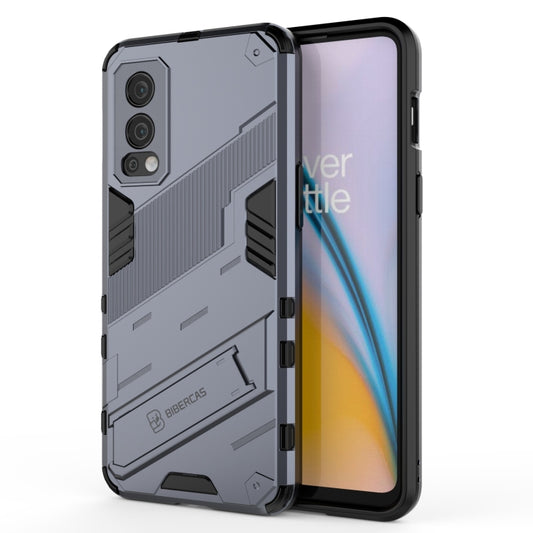 For OnePlus Nord 2 5G Punk Armor 2 in 1 PC + TPU Shockproof Case with Invisible Holder(Grey) - OnePlus Cases by buy2fix | Online Shopping UK | buy2fix