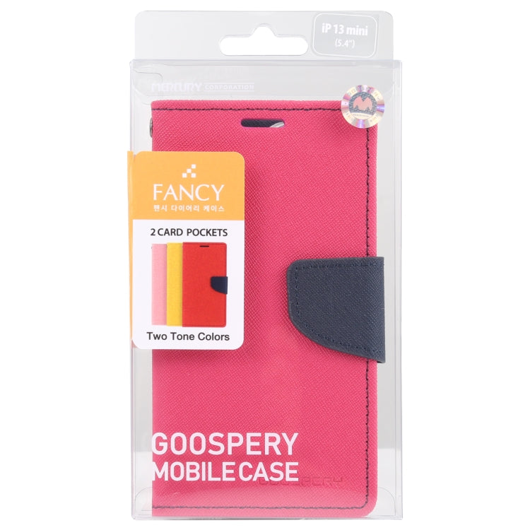 For iPhone 13 mini GOOSPERY FANCY DIARY Cross Pattern Horizontal Flip Leather Case with Holder & Card Slots & Wallet (Rose Red) - iPhone 13 mini Cases by GOOSPERY | Online Shopping UK | buy2fix