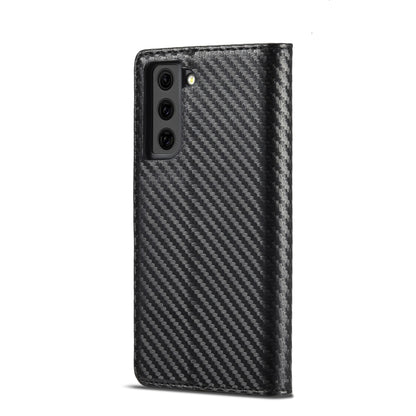 LC.IMEEKE Carbon Fiber PU + TPU Horizontal Flip Leather Case with Holder & Card Slot & Wallet For Samsung Galaxy S21+ 5G(Vertical Black) - Galaxy S21+ 5G Cases by LC.IMEEKE | Online Shopping UK | buy2fix