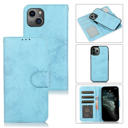 For iPhone 13 Retro 2 in 1 Detachable Horizontal Flip Leather Case with Card Slots & Wallet(Blue) - iPhone 13 Cases by buy2fix | Online Shopping UK | buy2fix