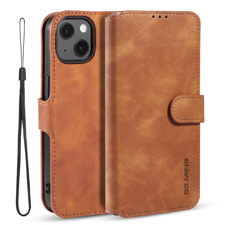 For iPhone 13 DG.MING Retro Oil Side Horizontal Flip Leather Case with Holder & Card Slots & Wallet(Brown) - iPhone 13 Cases by DG.MING | Online Shopping UK | buy2fix