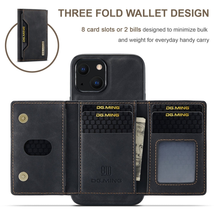 For iPhone 13 mini DG.MING M2 Series 3-Fold Card Bag Shockproof Case with Wallet & Holder Function (Black) - iPhone 13 mini Cases by DG.MING | Online Shopping UK | buy2fix