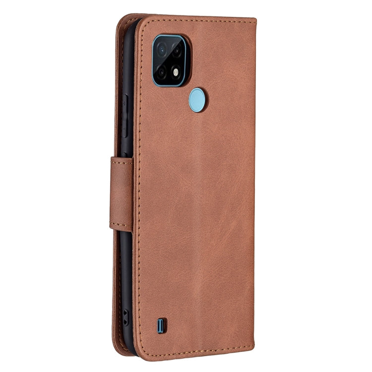 For OPPO Realme C21/C20 Retro Lambskin Texture Pure Color Horizontal Flip PU Leather Case with Holder & Card Slots & Wallet & Lanyard(Brown) - Realme Cases by buy2fix | Online Shopping UK | buy2fix