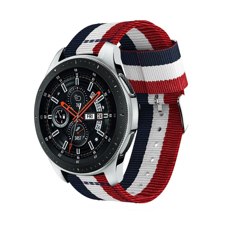 For Samsung Galaxy Watch4 40/44mm & Watch4 Classic 42/46mm Split Nylon Watch Band(Red White Blue) - Watch Bands by buy2fix | Online Shopping UK | buy2fix