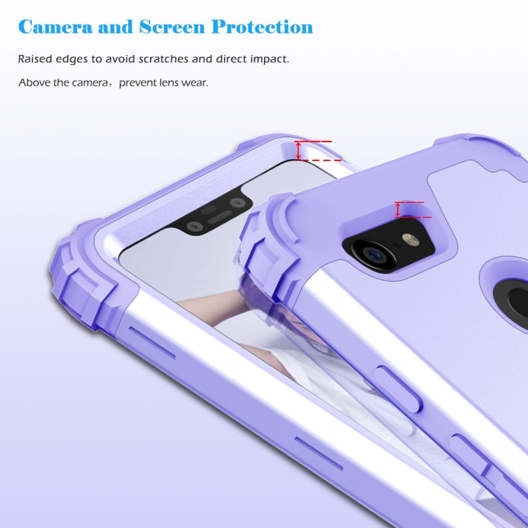 For Google Pixel 3 XL 3 in 1 Shockproof PC + Silicone Protective Case(Purple) - Google Cases by buy2fix | Online Shopping UK | buy2fix