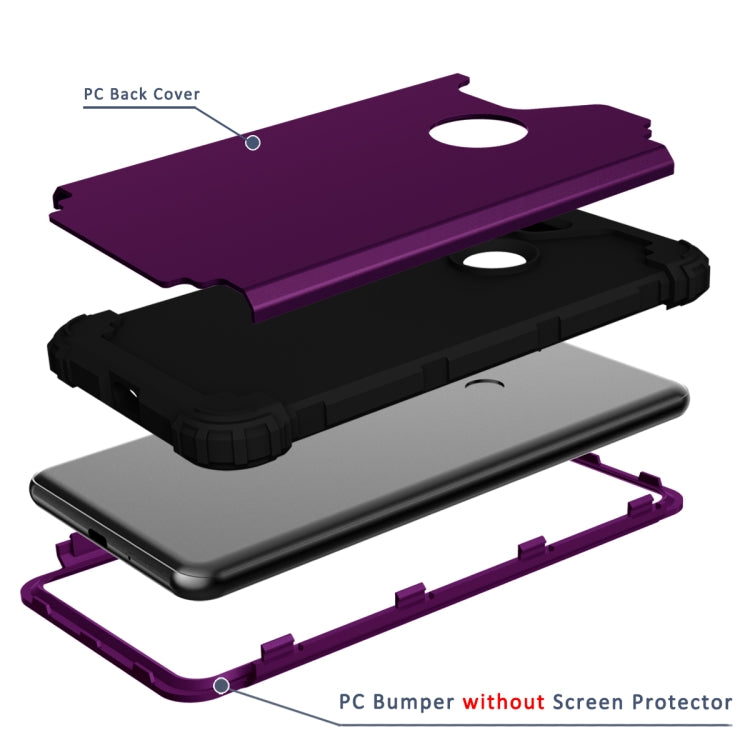 For Google Pixel 3 XL 3 in 1 Shockproof PC + Silicone Protective Case(Dark Purple + Black) - Google Cases by buy2fix | Online Shopping UK | buy2fix