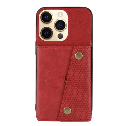 For iPhone 13 Pro Double Buckle PU + TPU Shockproof Magnetic Protective Case with Card Slot & Holder (Red) - iPhone 13 Pro Cases by buy2fix | Online Shopping UK | buy2fix