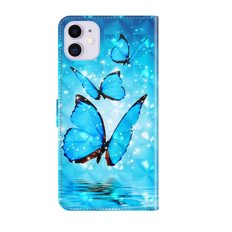 For iPhone 13 Pro 3D Painting Pattern Horizontal Flip TPU + PU Leather Case with Holder & Card Slots & Wallet (Three Butterflies) - iPhone 13 Pro Cases by buy2fix | Online Shopping UK | buy2fix