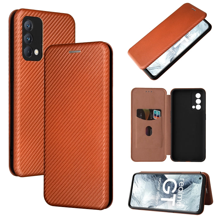 Carbon Fiber Texture Horizontal Flip TPU + PC + PU Leather Case with Card Slot For OPPO Realme GT Master(Brown) - Realme Cases by buy2fix | Online Shopping UK | buy2fix