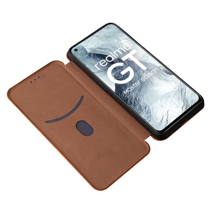 Carbon Fiber Texture Horizontal Flip TPU + PC + PU Leather Case with Card Slot For OPPO Realme GT Master(Brown) - Realme Cases by buy2fix | Online Shopping UK | buy2fix