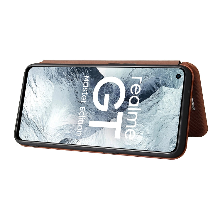 Carbon Fiber Texture Horizontal Flip TPU + PC + PU Leather Case with Card Slot For OPPO Realme GT Master(Brown) - Realme Cases by buy2fix | Online Shopping UK | buy2fix