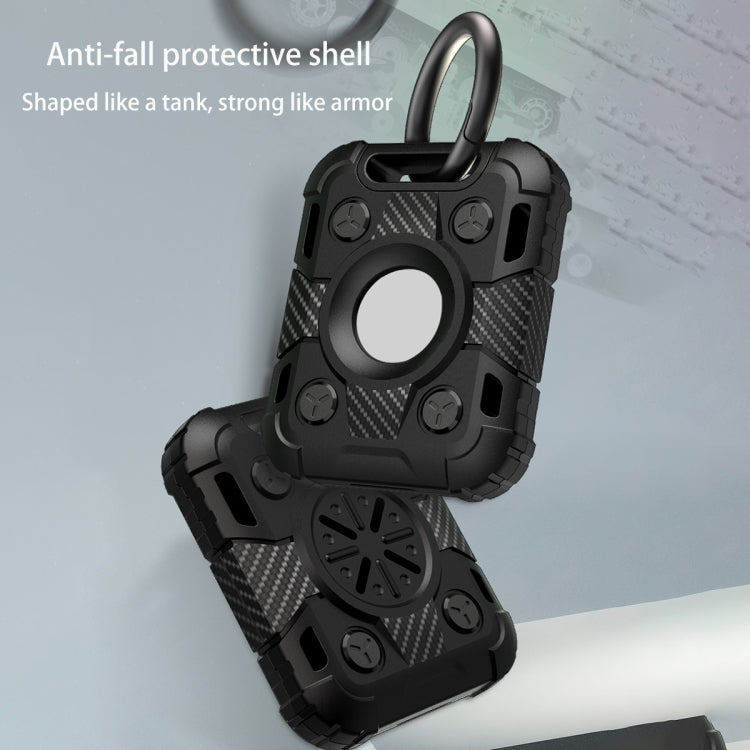 Tank Armor Anti-scratch Shockproof Carbon Fiber TPU Protective Cover Case with Keychain Ring Loop For AirTag(Black) - Key Chain Series by buy2fix | Online Shopping UK | buy2fix