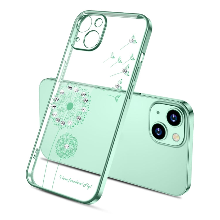 For iPhone 13 Pro Electroplating Diamond Dandelion Pattern TPU Shockproof Protective Case (Green) - iPhone 13 Pro Cases by buy2fix | Online Shopping UK | buy2fix