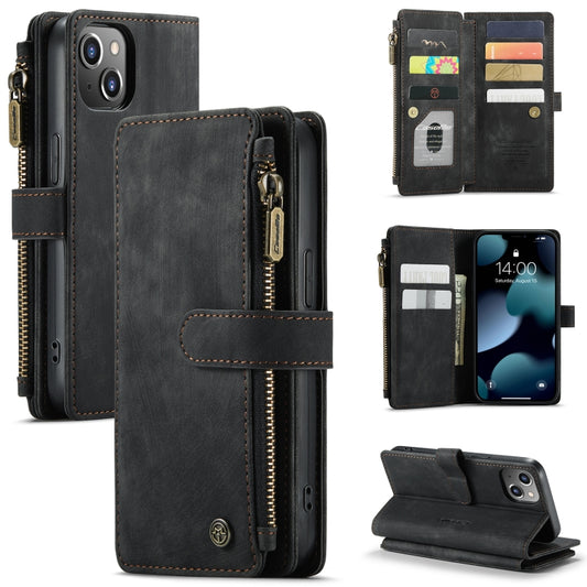 For iPhone 13 CaseMe-C30 PU + TPU Multifunctional Horizontal Flip Leather Case with Holder & Card Slot & Wallet & Zipper Pocket(Black) - iPhone 13 Cases by CaseMe | Online Shopping UK | buy2fix