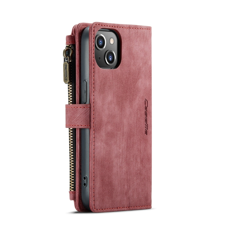 For iPhone 13 CaseMe-C30 PU + TPU Multifunctional Horizontal Flip Leather Case with Holder & Card Slot & Wallet & Zipper Pocket(Red) - iPhone 13 Cases by CaseMe | Online Shopping UK | buy2fix