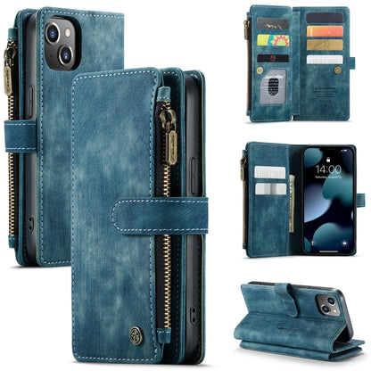 For iPhone 13 CaseMe-C30 PU + TPU Multifunctional Horizontal Flip Leather Case with Holder & Card Slot & Wallet & Zipper Pocket(Blue) - iPhone 13 Cases by CaseMe | Online Shopping UK | buy2fix