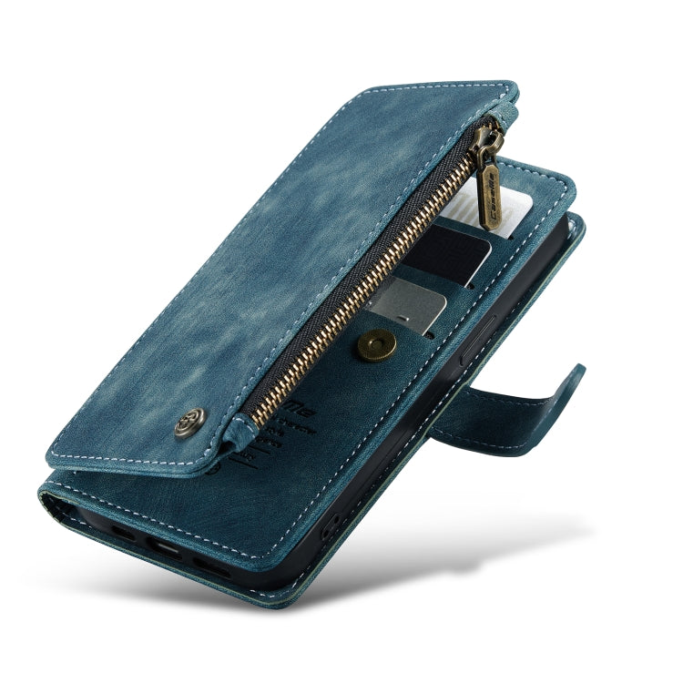 For iPhone 13 CaseMe-C30 PU + TPU Multifunctional Horizontal Flip Leather Case with Holder & Card Slot & Wallet & Zipper Pocket(Blue) - iPhone 13 Cases by CaseMe | Online Shopping UK | buy2fix