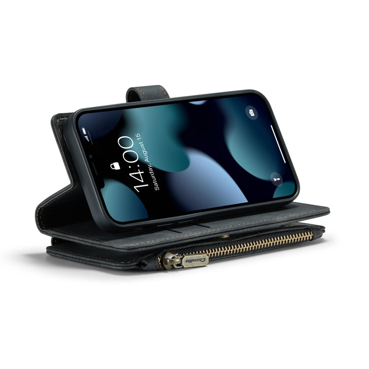 For iPhone 13 mini CaseMe-C30 PU + TPU Multifunctional Horizontal Flip Leather Case with Holder & Card Slot & Wallet & Zipper Pocket (Black) - iPhone 13 mini Cases by CaseMe | Online Shopping UK | buy2fix