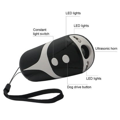 RC-534 Handheld Portable Ultrasonic Dog Repeller with LED Lights(Black + White) - Training Aids by buy2fix | Online Shopping UK | buy2fix