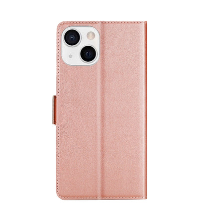 For iPhone 13 Ultra-thin Voltage Side Buckle PU + TPU Horizontal Flip Leather Case with Holder & Card Slot(Rose Gold) - iPhone 13 Cases by buy2fix | Online Shopping UK | buy2fix