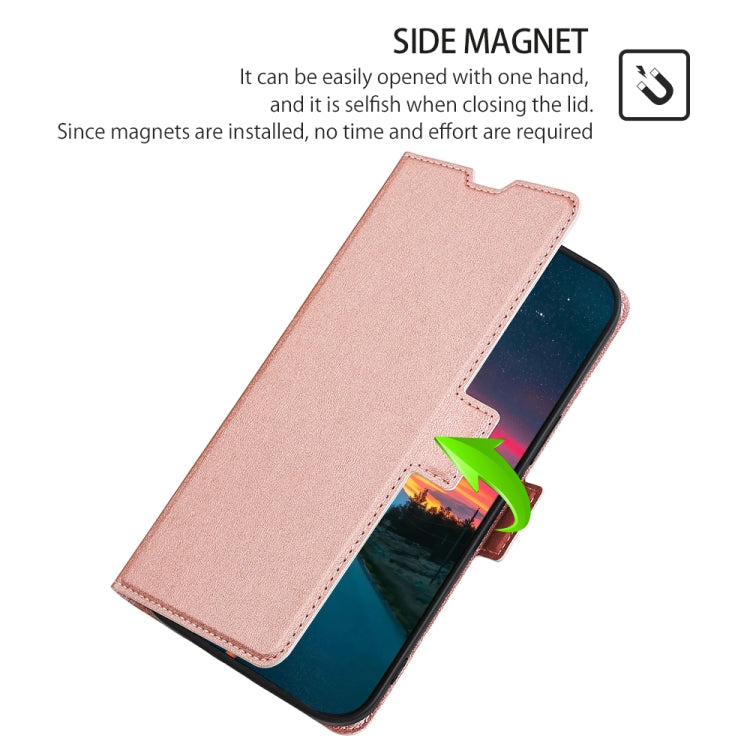 For iPhone 13 Ultra-thin Voltage Side Buckle PU + TPU Horizontal Flip Leather Case with Holder & Card Slot(Rose Gold) - iPhone 13 Cases by buy2fix | Online Shopping UK | buy2fix