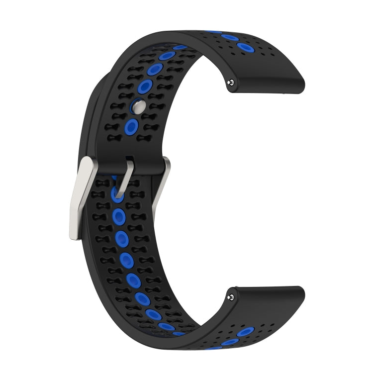 For Suunto 9 Peak Universal Colorful Hole Silicone Watch Band(Black Blue) -  by buy2fix | Online Shopping UK | buy2fix