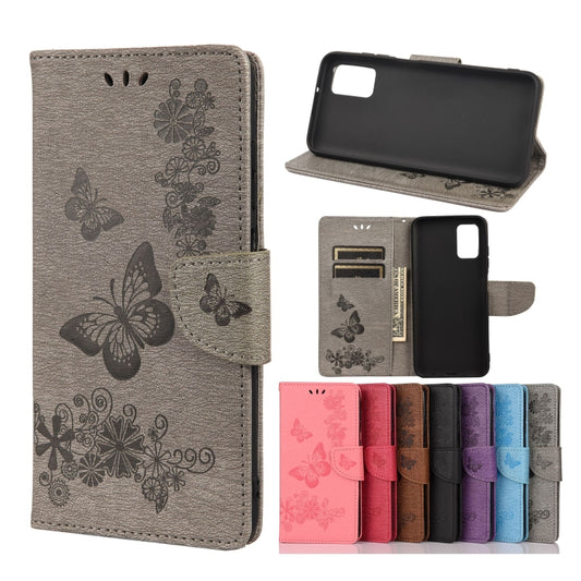 Vintage Embossed Floral Butterfly Pattern Horizontal Flip Leather Case with Card Slot & Holder & Wallet & Lanyard For Xiaomi Redmi 10(Grey) - Xiaomi Cases by buy2fix | Online Shopping UK | buy2fix