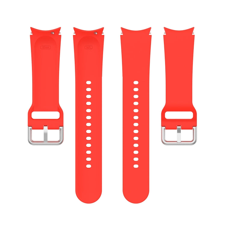 For Samung Galaxy Watch4 40mm / 44mm Silicone Silver Round Buckle Watch Band(Red) - Watch Bands by buy2fix | Online Shopping UK | buy2fix
