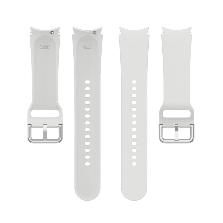 For Samung Galaxy Watch4 40mm / 44mm Silicone Silver Round Buckle Watch Band(Silver Grey) - Watch Bands by buy2fix | Online Shopping UK | buy2fix