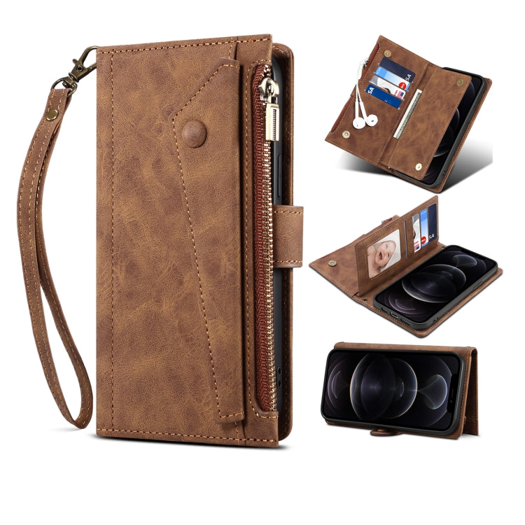 Retro Frosted Horizontal Flip Leather Case with Holder & Card Slot & Wallet & Zipper Pocket & Lanyard For iPhone 11(Brown) - iPhone 11 Cases by buy2fix | Online Shopping UK | buy2fix