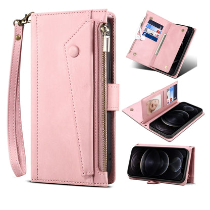 For OnePlus Nord N200 5G Retro Frosted Horizontal Flip Leather Case with Holder & Card Slot & Wallet & Zipper Pocket & Lanyard(Rose Gold) - OnePlus Cases by buy2fix | Online Shopping UK | buy2fix