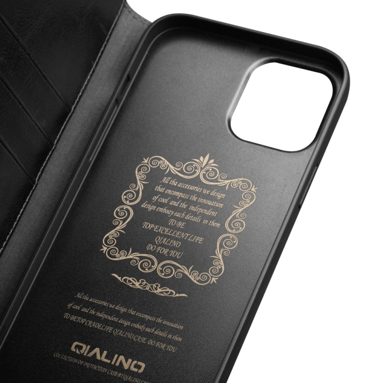 For iPhone 13 mini QIALINO Horizontal Flip Leather Case with Holder & Card Slots & Wallet (Black) - iPhone 13 mini Cases by QIALINO | Online Shopping UK | buy2fix