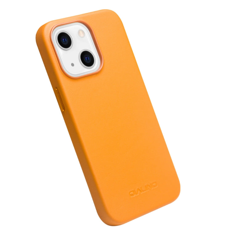 For iPhone 13 mini QIALINO Nappa Cowhide MagSafe Magnetic Protective Case (Orange) - iPhone 13 mini Cases by QIALINO | Online Shopping UK | buy2fix