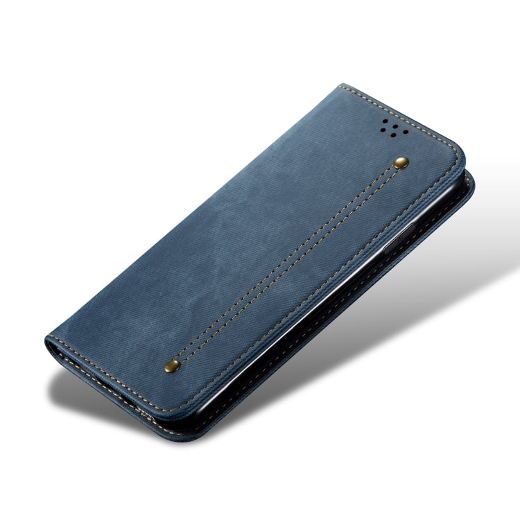 For OPPO Realme C21Y Denim Texture Casual Style Horizontal Flip Leather Case with Holder & Card Slots & Wallet(Blue) - Realme Cases by buy2fix | Online Shopping UK | buy2fix