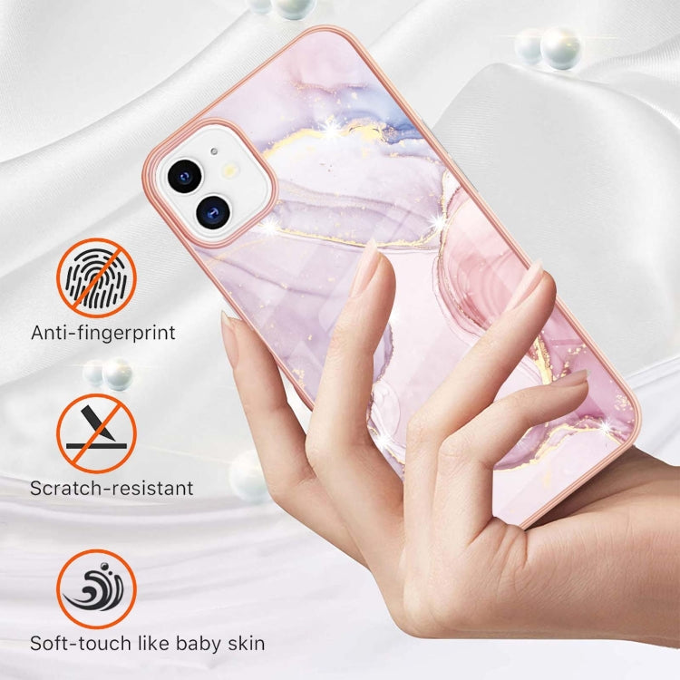 For iPhone 11 Electroplating Marble Pattern Dual-side IMD TPU Shockproof Case (Rose Gold 005) - iPhone 11 Cases by buy2fix | Online Shopping UK | buy2fix