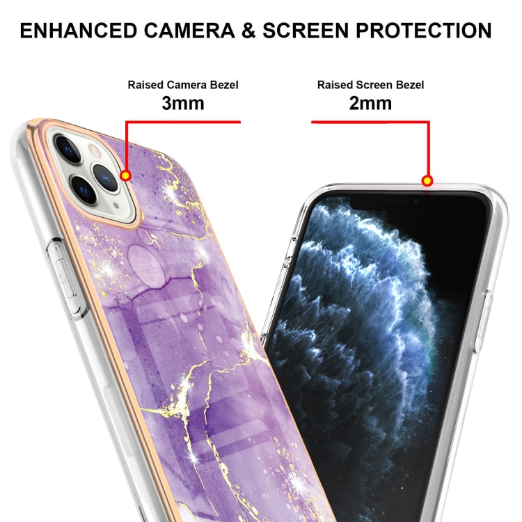 For iPhone 11 Pro Max Electroplating Marble Pattern Dual-side IMD TPU Shockproof Case (Purple 002) - iPhone 11 Pro Max Cases by buy2fix | Online Shopping UK | buy2fix