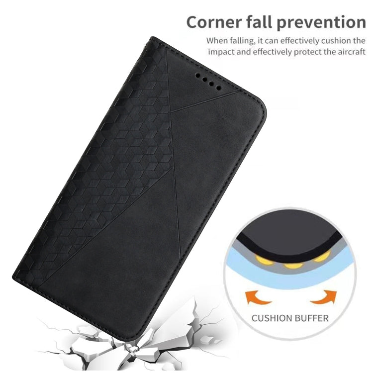 For iPhone 12 / 12 Pro Diamond Pattern Splicing Skin Feel Magnetic Horizontal Flip Leather Case with Card Slots & Holder & Wallet(Black) - iPhone 12 / 12 Pro Cases by buy2fix | Online Shopping UK | buy2fix