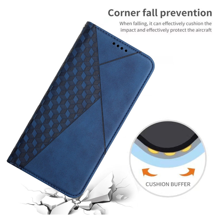 For iPhone 11 Diamond Pattern Splicing Skin Feel Magnetic Horizontal Flip Leather Case with Card Slots & Holder & Wallet (Blue) - iPhone 11 Cases by buy2fix | Online Shopping UK | buy2fix