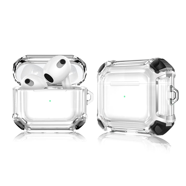 Anti-drop Transparent PC Two-color Earphone Protective Case with Hanging Loop for AirPods 3(Black) - For AirPods 3 by buy2fix | Online Shopping UK | buy2fix