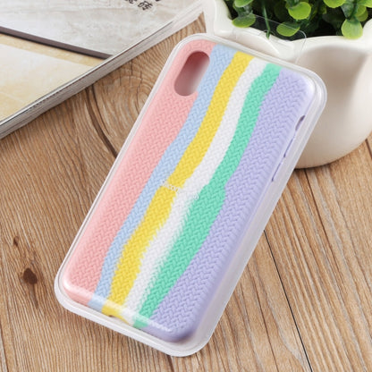 For iPhone XR Herringbone Texture Silicone Protective Case(Rainbow Pink) - More iPhone Cases by buy2fix | Online Shopping UK | buy2fix