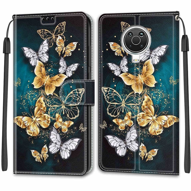 Voltage Coloured Drawing Magnetic Clasp Horizontal Flip PU Leather Case with Holder & Card Slots For Nokia G20 / G10 / 6.3(C20 Gold Silver Flying Butterflies) - Nokia Cases by buy2fix | Online Shopping UK | buy2fix