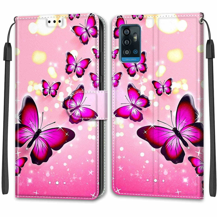 Voltage Coloured Drawing Magnetic Clasp Horizontal Flip PU Leather Case with Holder & Card Slots For ZTE Blade A71(C03 Gradient Pink Flying Butterflies) - ZTE Cases by buy2fix | Online Shopping UK | buy2fix