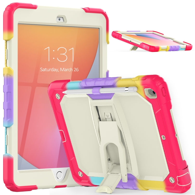 For iPad 10.2 2021 / 2020 / 2019 Shockproof Colorful Silica Gel + PC Protective Case with Holder & Shoulder Strap(Colorful Red) - iPad 10.2 Cases by buy2fix | Online Shopping UK | buy2fix