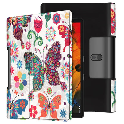 For Lenovo Yoga Smart Tab Color Drawing Pattern Horizontal Flip Leather Case with Two-folding Holder(Color Butterfly) - Lenovo by buy2fix | Online Shopping UK | buy2fix