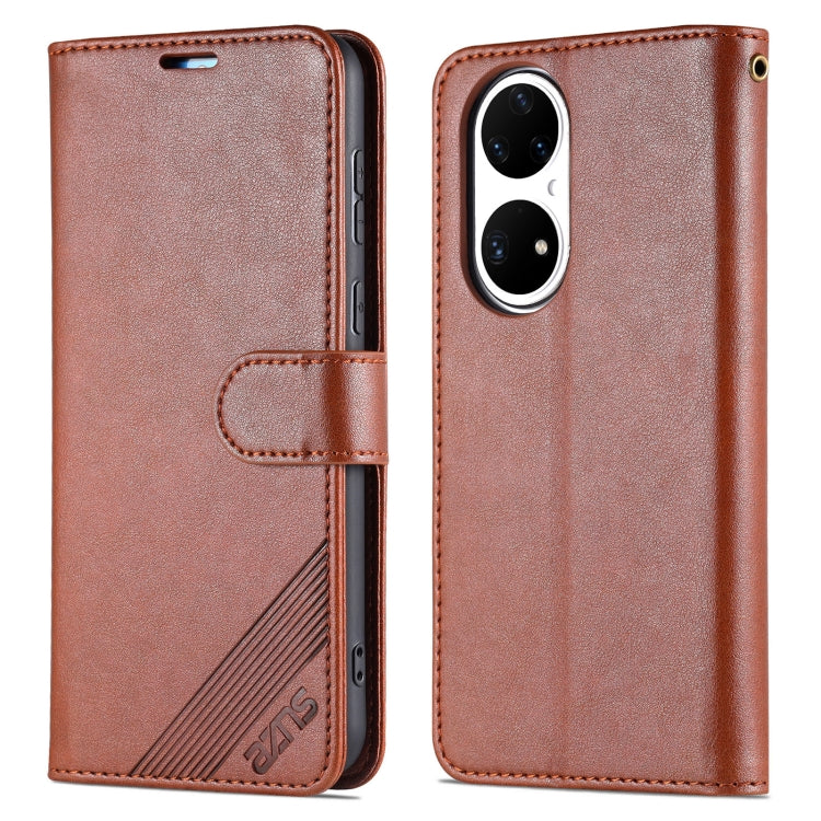 For Huawei P50 Pro AZNS Sheepskin Texture Horizontal Flip Leather Case with Holder & Card Slots & Wallet(Brown) - Huawei Cases by AZNS | Online Shopping UK | buy2fix