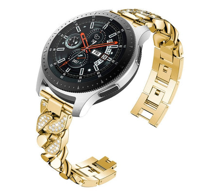 For Garmin Vivoactive 4 / Venu 2 22mm Row Diamonds Denim Chain Watch Band(Gold) - Watch Bands by buy2fix | Online Shopping UK | buy2fix