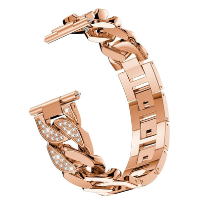 For Garmin Vivoactive 4 / Venu 2 22mm Row Diamonds Denim Chain Watch Band(Rose Gold) - Watch Bands by buy2fix | Online Shopping UK | buy2fix