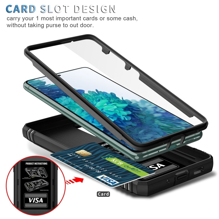 For Samsung Galaxy S20 FE Sliding Camera Cover Design TPU + PC Protective Case with 360 Degree Rotating Holder & Card Slot(Black+Black) - Galaxy S20 FE Cases by buy2fix | Online Shopping UK | buy2fix