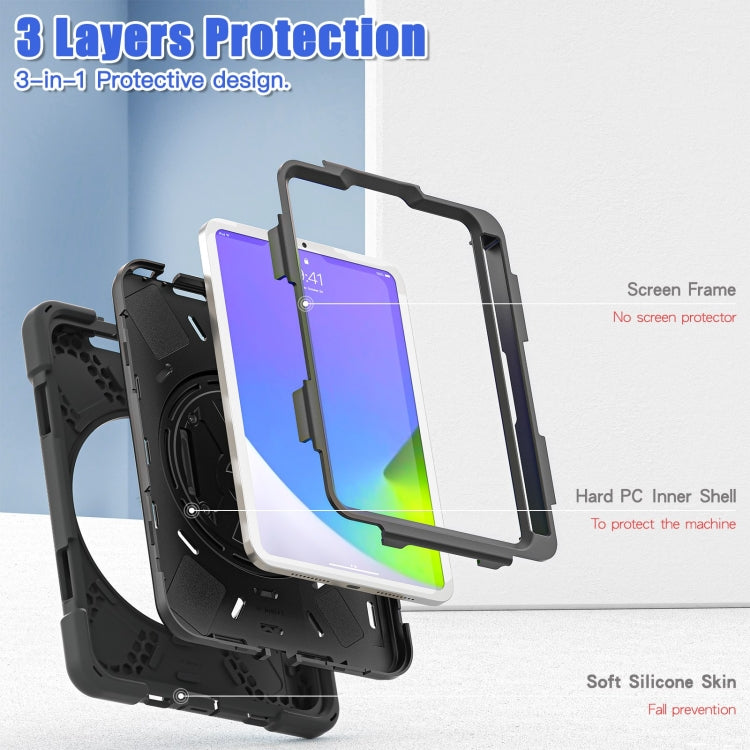 For iPad mini 6 Silicone + PC Protective Tablet Case with Holder & Shoulder Strap(Black) - iPad mini 6 Cases by buy2fix | Online Shopping UK | buy2fix