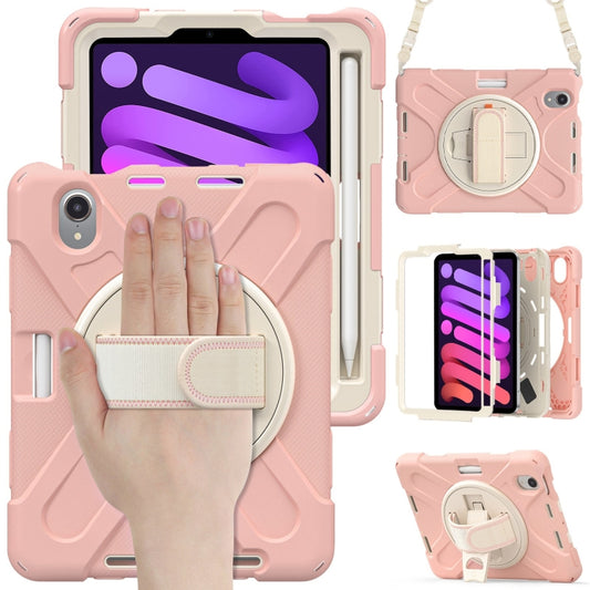 For iPad mini 6 Silicone + PC Protective Tablet Case with Holder & Shoulder Strap (Rose Gold) - iPad mini 6 Cases by buy2fix | Online Shopping UK | buy2fix